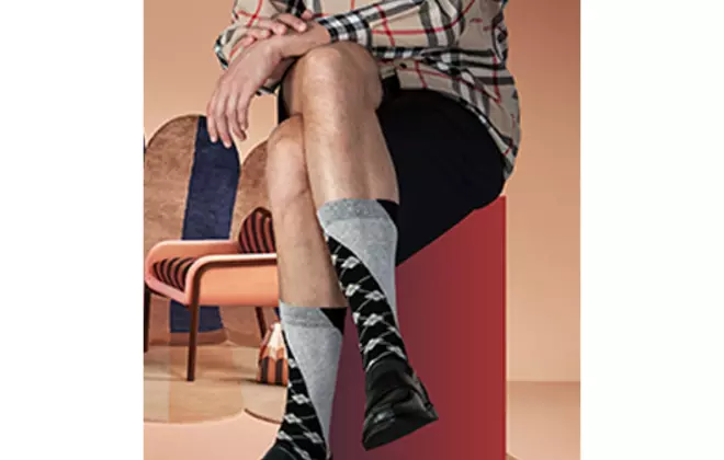 Argyle-inspired socks with COOLMAX® EcoMade technology to keep the wearer cool and dry